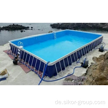 Neues Design großer Größe maßgeschneiderter rechteckiger Metallrahmenpool beliebter Familien Hinterhof über dem Bodenrahmen Schwimmbad